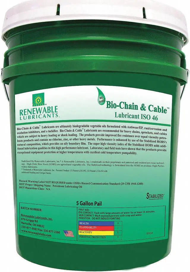 Main image of Renewable Lubricants Chain, Cable, and Wire Rope Lubricant Yellow   83054