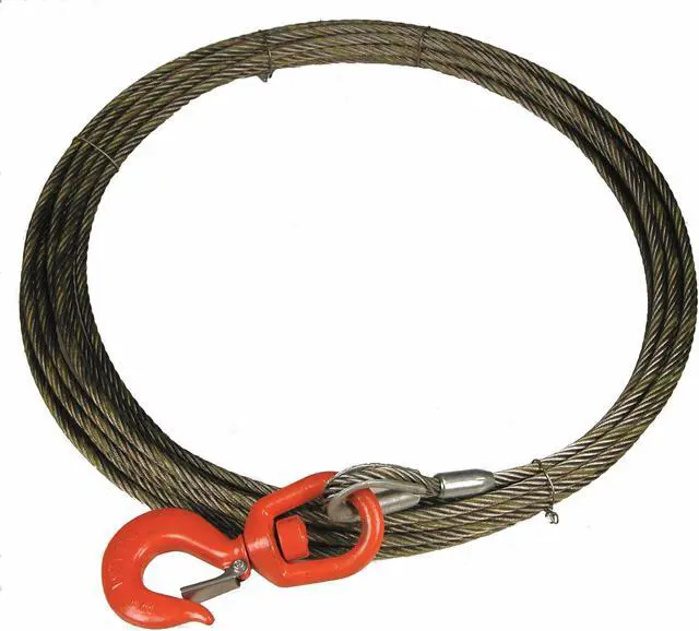 Main image of LIFT-ALL 38WISX75 Winch Cable, 3/8 In. x 75 ft., Includes: Swivel Latch Hook