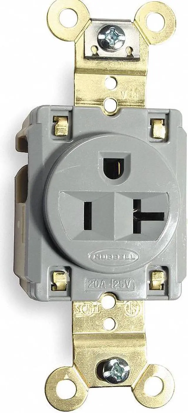 Main image of HUBBELL WIRING DEVICE-KELLEMS HBL5361GRY Straight Blade Receptacle, 5-20R, 20