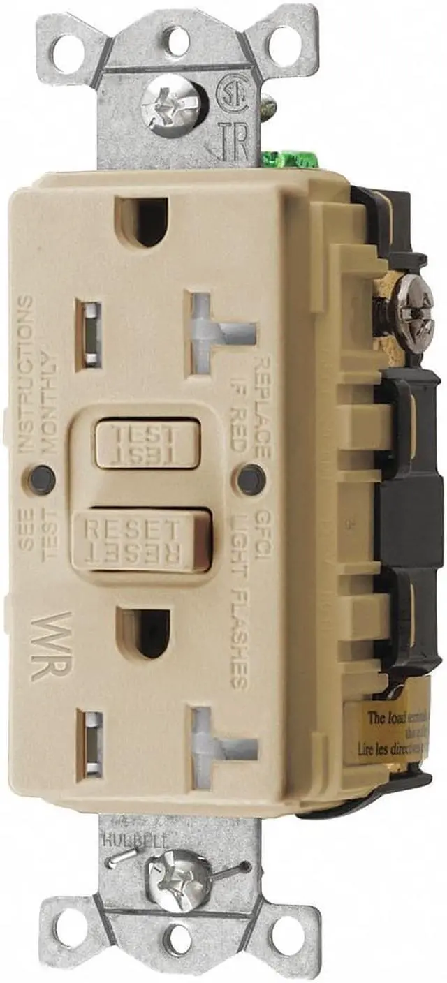 Main image of HUBBELL WIRING DEVICE-KELLEMS GFRTW20I GFCI Receptacle, 20A, 125VAC, 5-20R,