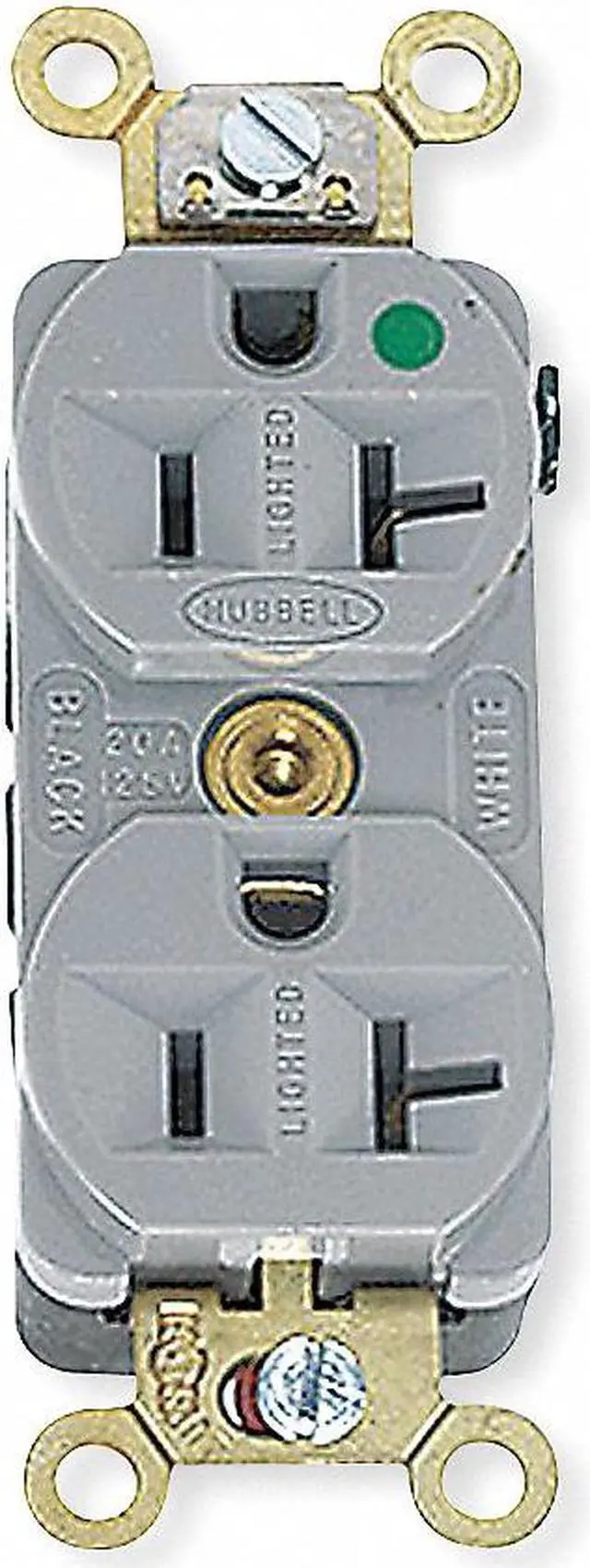 Main image of HUBBELL WIRING DEVICE-KELLEMS HBL8300HG Straight Blade Receptacle, 5-20R, 20 A,