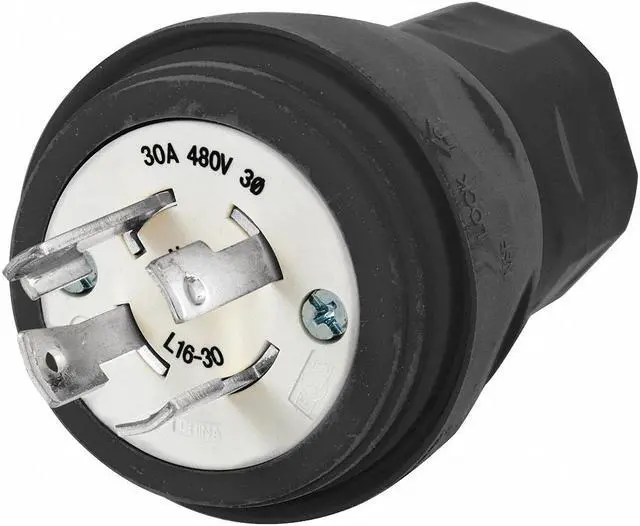 Main image of HUBBELL WIRING DEVICE-KELLEMS HBL28W76BK Watertight Locking Plug, L16-30P, 30