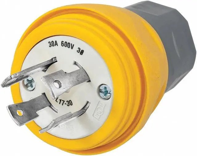 Main image of HUBBELL WIRING DEVICE-KELLEMS HBL28W77 Watertight Locking Plug, L17-30P, 30 A,