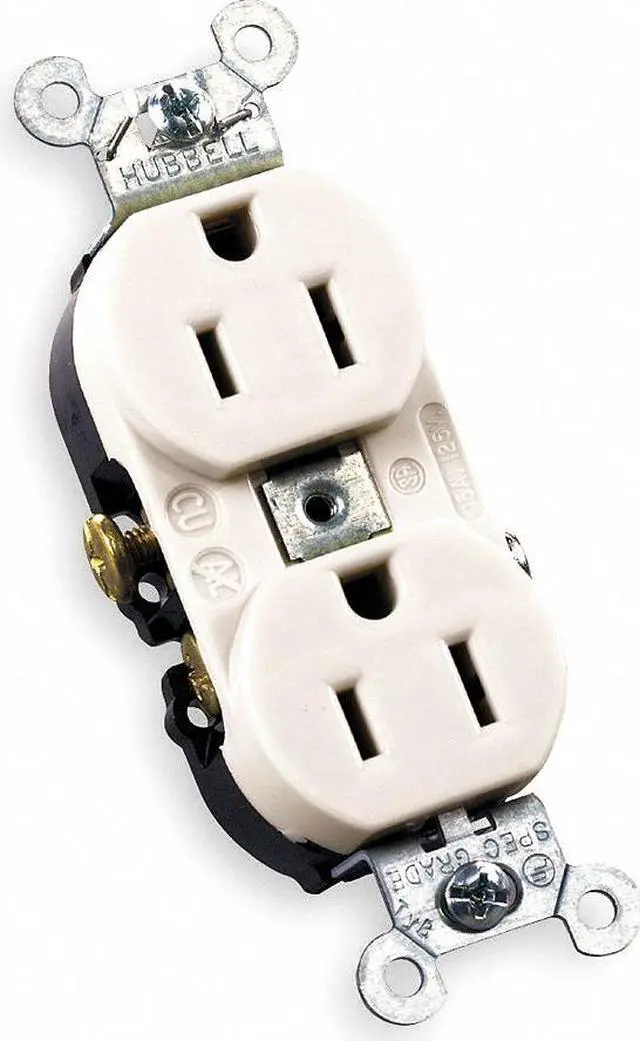 Alt view image 2 of 5 - Hubbell Wiring Device-Kellems Receptacle,Duplex,15A,5-15R,125V,White  CR15WHI
