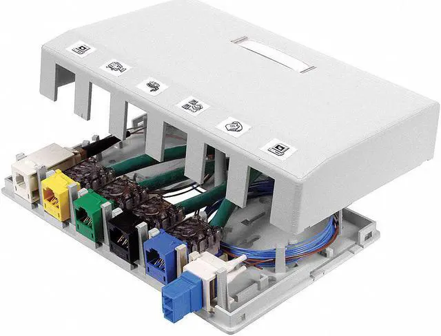 Main image of HUBBELL PREMISE WIRING HSB6W Surface Mount Box,6 Ports,White