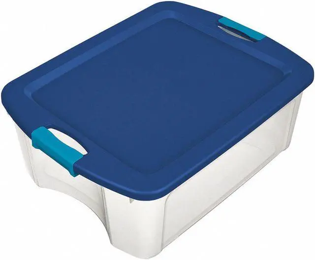 Main image of Sterilite Clear/Blue, 13-5/8"H x 23-5/8"L x 18-5/8"W, 1EA Polypropylene 14469606