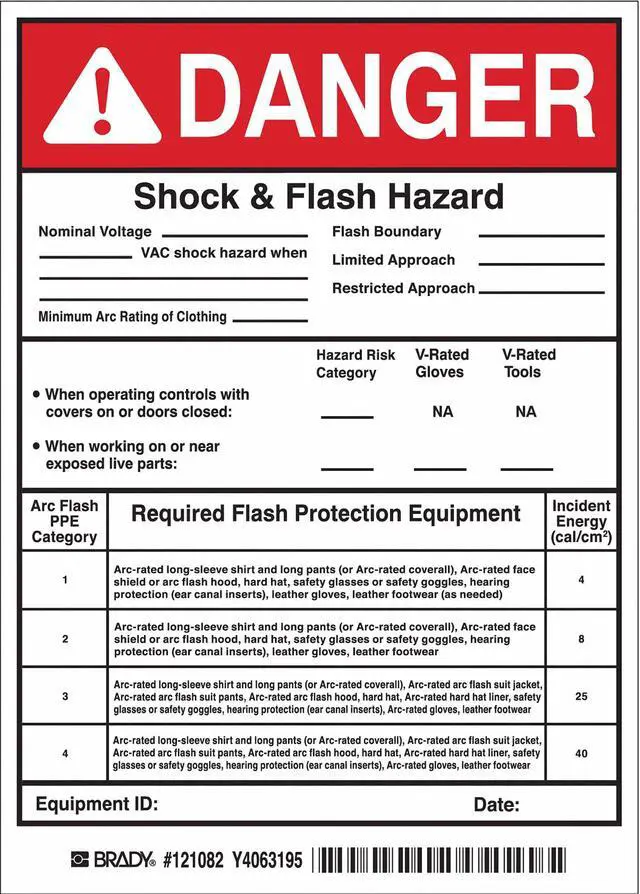Alt view image 2 of 2 - BRADY 121082 Arc Flash Protection Label,7 In. H,PK5