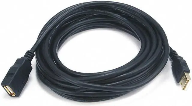 Alt view image 2 of 9 - Monoprice USB 2.0 Extension Cable - 15 Feet - Black | Type-A Male to USB Type-A Female, 28/24AWG, Gold Plated Connectors