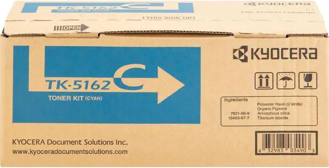Alt view image 3 of 5 - Kyocera TK-5162C Original Toner Cartridge - Cyan - Laser - 12000 Pages - 1 Each