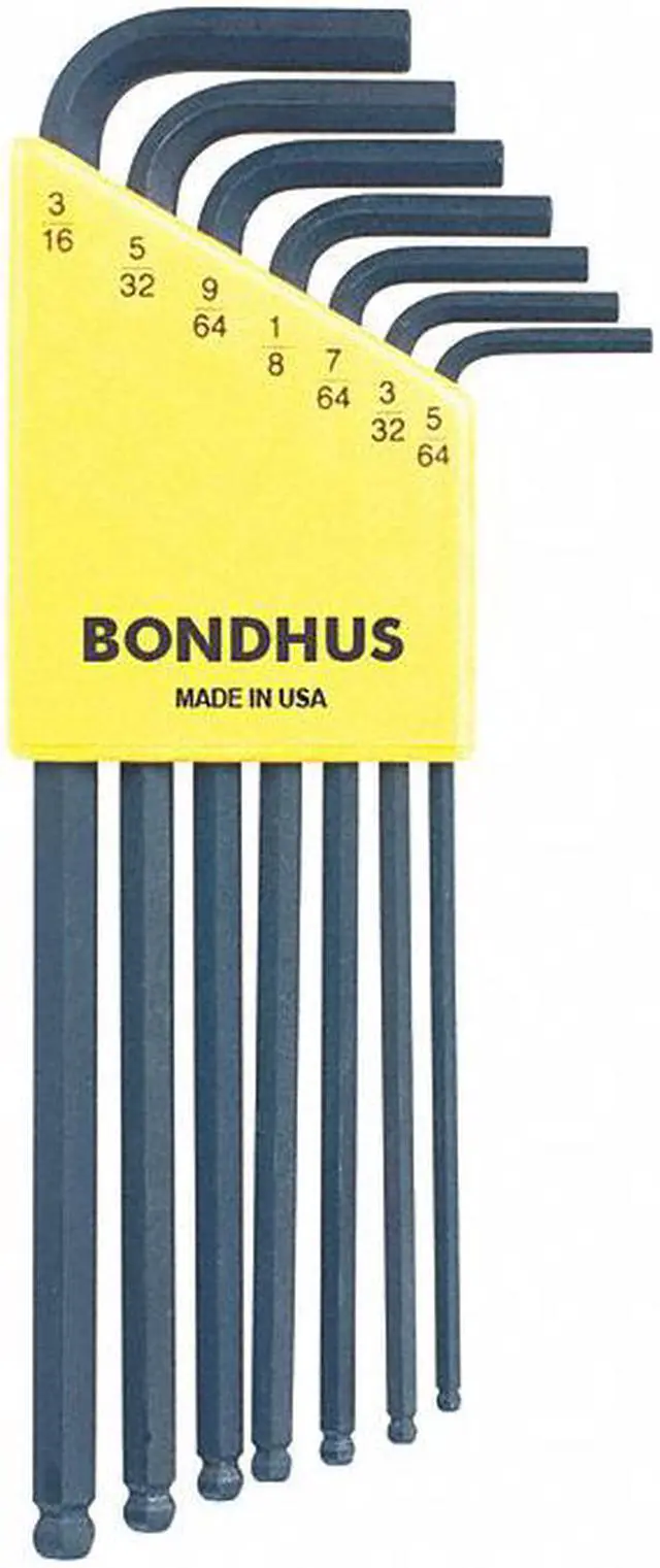 Alt view image 6 of 7 - 10945 7pc Ball Driver L-Wrench Set Standard BONR1511 BONDHUS