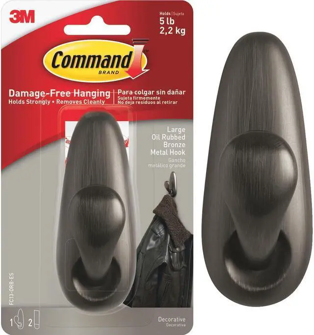 Main image of 3M FC13-ORB Command Forever Classic Oil-Rubbed Bronze Large Metal Hook 1 hook, 2 strips