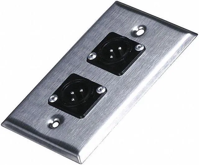 Alt view image 2 of 8 - Monoprice 2-port 3-pin XLR Male Zinc Alloy Wall Plate
