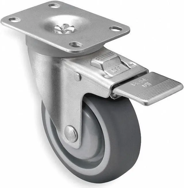 Alt view image 2 of 5 - ZORO SELECT 2G035 Swivel Plate Caster w/Total-Lock,TPR,3 in,210 lb