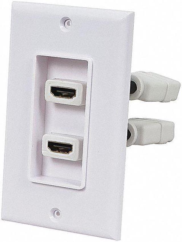 Monoprice 2-port 2-piece Inset Wall Plate with 4in Built-in Flexible High  Speed HDMI Cable With Ethernet, White 