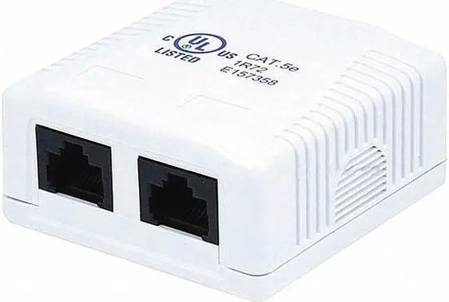 Alt view image 3 of 9 - Monoprice 2-port Cat5e Surface Mount Box - White