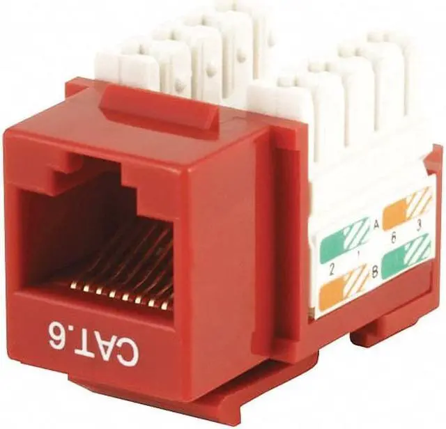 Alt view image 6 of 10 - Monoprice Cat6 Punch Down Keystone Jack for 22-24AWG Solid Wire, Red