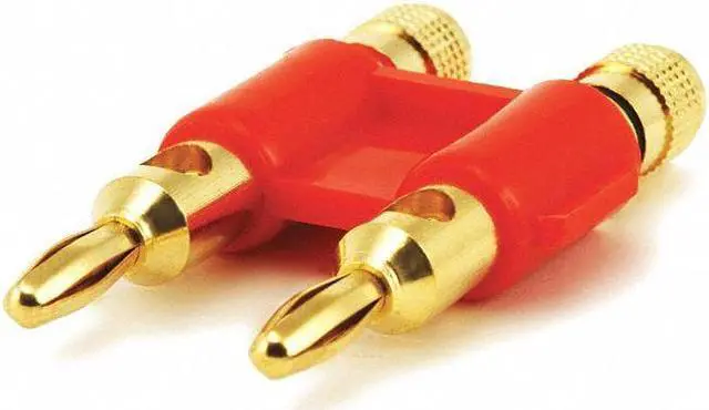 Alt view image 4 of 4 - Monoprice Dual High-Quality Gold Plated Speaker Banana Plugs, Red