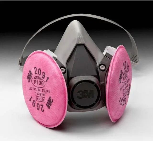 Alt view image 5 of 17 - 3M 07002 Half Facepiece Respirator 6291, Medium w/ Particulate Filters