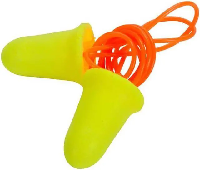 Alt view image 3 of 7 - E-A-R soft FX Corded Earplugs - Disposable, Corded - Noise Protection - Foam, Polyurethane, Vinyl Cord - Yellow - 200 / Box