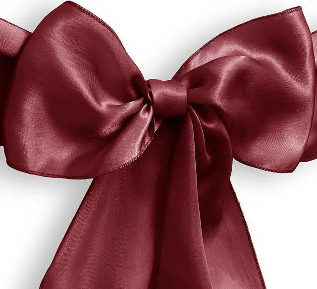 Alt view image 2 of 3 - Lann's Linens - 30 Elegant Satin Wedding/Party Chair Cover Sashes/Bows - Ribbon Tie Back Sash - Burgundy