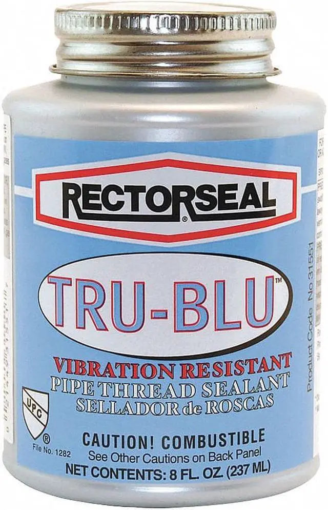 Alt view image 7 of 8 - RectorSeal 31551 Tru-Blu Blue Vibration Resistant Pipe Thread Sealant, 1/2 Pint Brush Top Can
