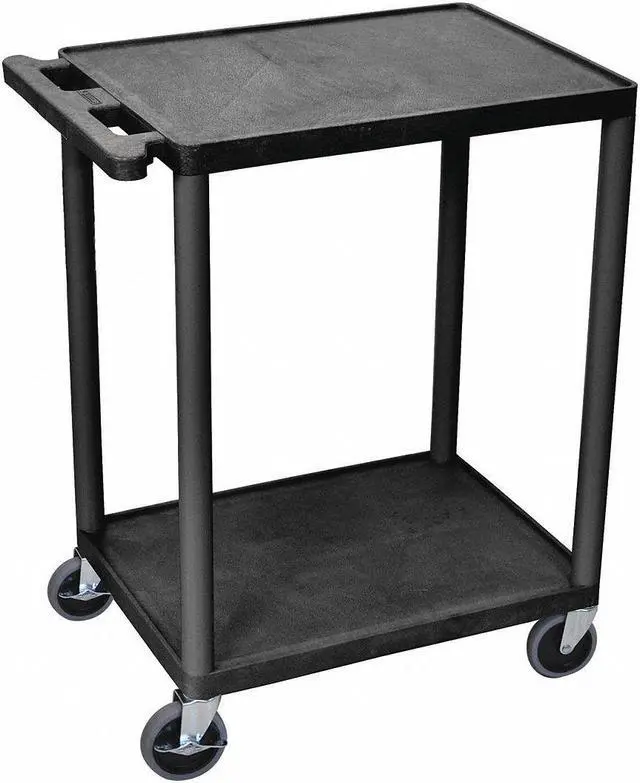 Alt view image 7 of 8 - Luxor HE32-B 2 Shelves Multipurpose Storage Plastic Utility Cart - Black