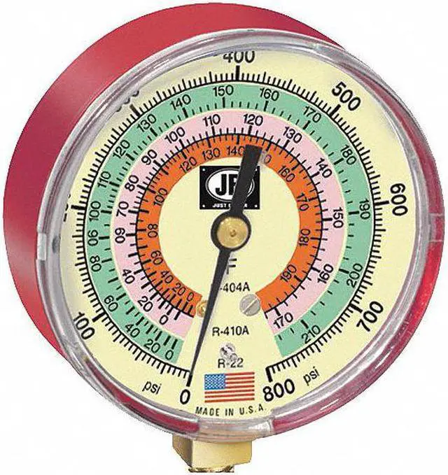 Alt view image 2 of 2 - JB INDUSTRIES M2-825 Gauge,3-1/8 In Dia,High Side,Red,800 psi
