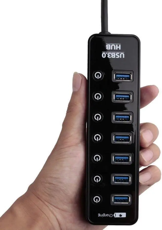 Alt view image 3 of 5 - USB 3 HUB 3.0 7 Ports with Power Charging and Switch Multiple USB Splitter Porta Panel USB3.0 USB-HUB Hab