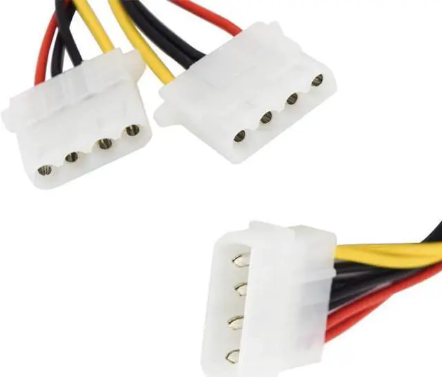 Alt view image 5 of 6 - 4 Pin Molex Male to 2 Ports Molex IDE Female Power Supply Y Splitter Adapter Cable For PC Cooling Fan CD Driver Hard Disk