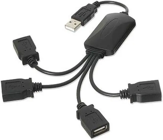 Alt view image 4 of 4 - Black 4 Port USB 2.0 480Mbps Mini High Speed Cable Hub Hubs for Notebook Laptop PC