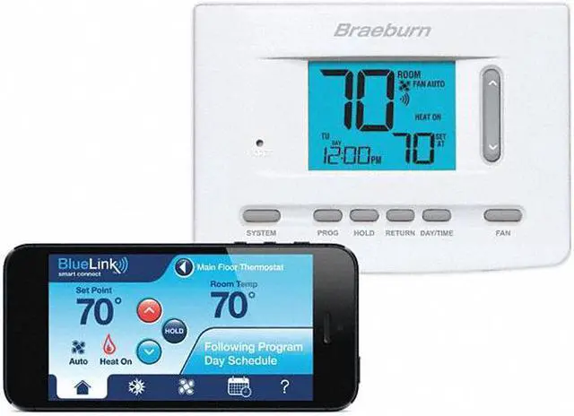 Main image of Braeburn Low Voltage Thermostat, Stages Cool 2, Stages Heat 3 White  7205