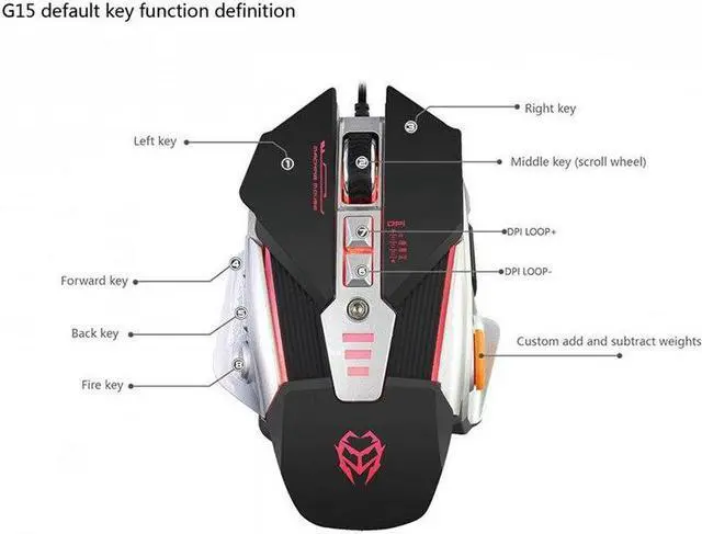 Alt view image 4 of 6 - G15  Wired Gaming Mouse Professional Macro Program Gamer 8 Buttons Usb Optical Computer Game Mice For Pc Laptop Desktop