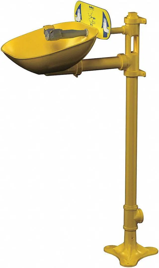 Alt view image 2 of 2 - BRADLEY S19214EW Plumbed Eyewash, Floor Mount, Plumbed, 41 1/2 in H., 15 1/2 in