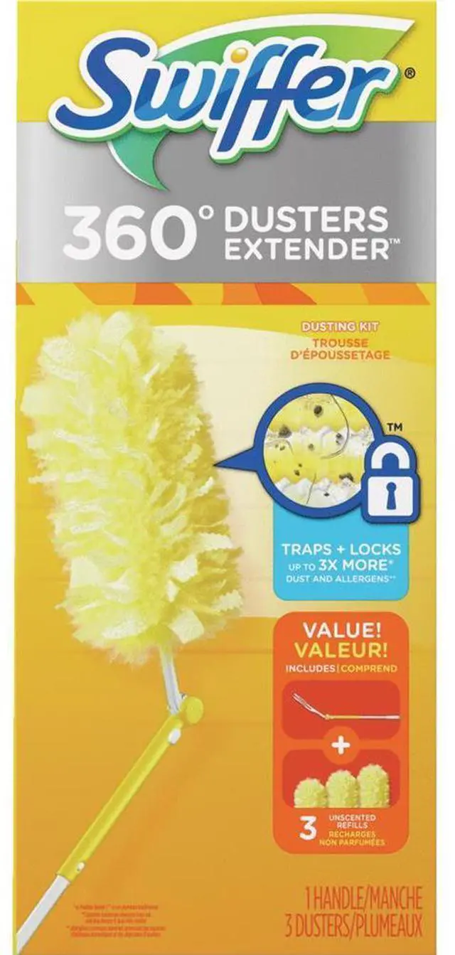 Main image of Swiffer 360 Dusters Plastic Handle Extends to 3 ft 1 Handle & 3 Dusters/Kit
