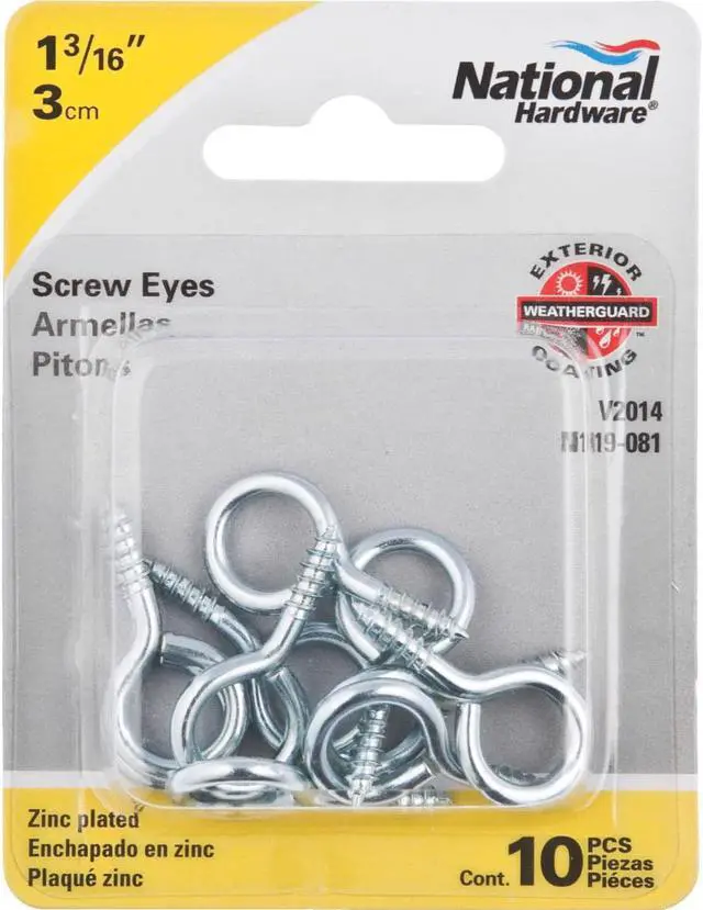 Alt view image 2 of 6 - National #12 Zinc Large Screw Eye (10 Ct.) N119081