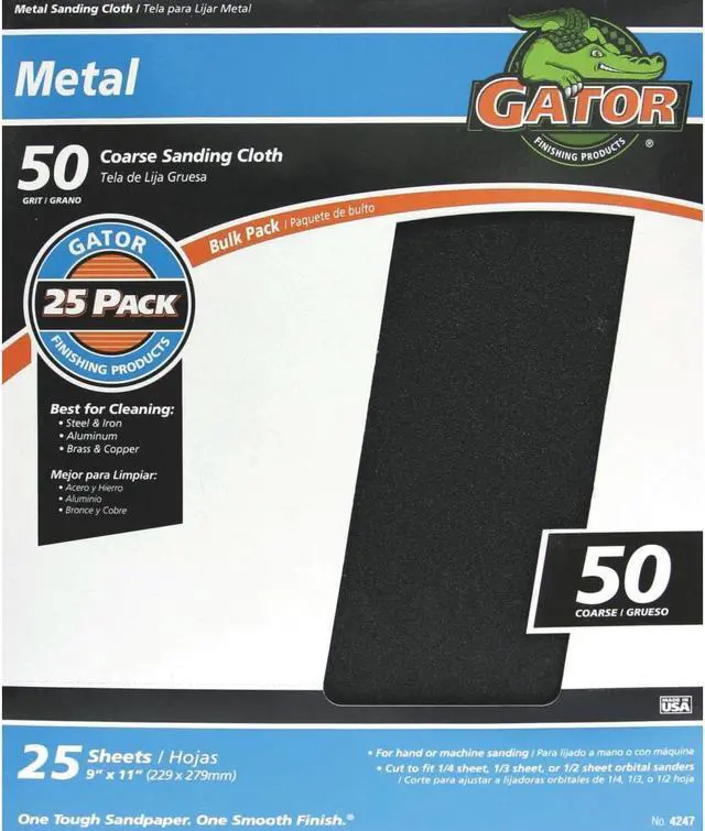 Alt view image 2 of 4 - Gator 9 In. W. x 11 In. L. 50 Grit Emery Cloth (25-pack) 4247