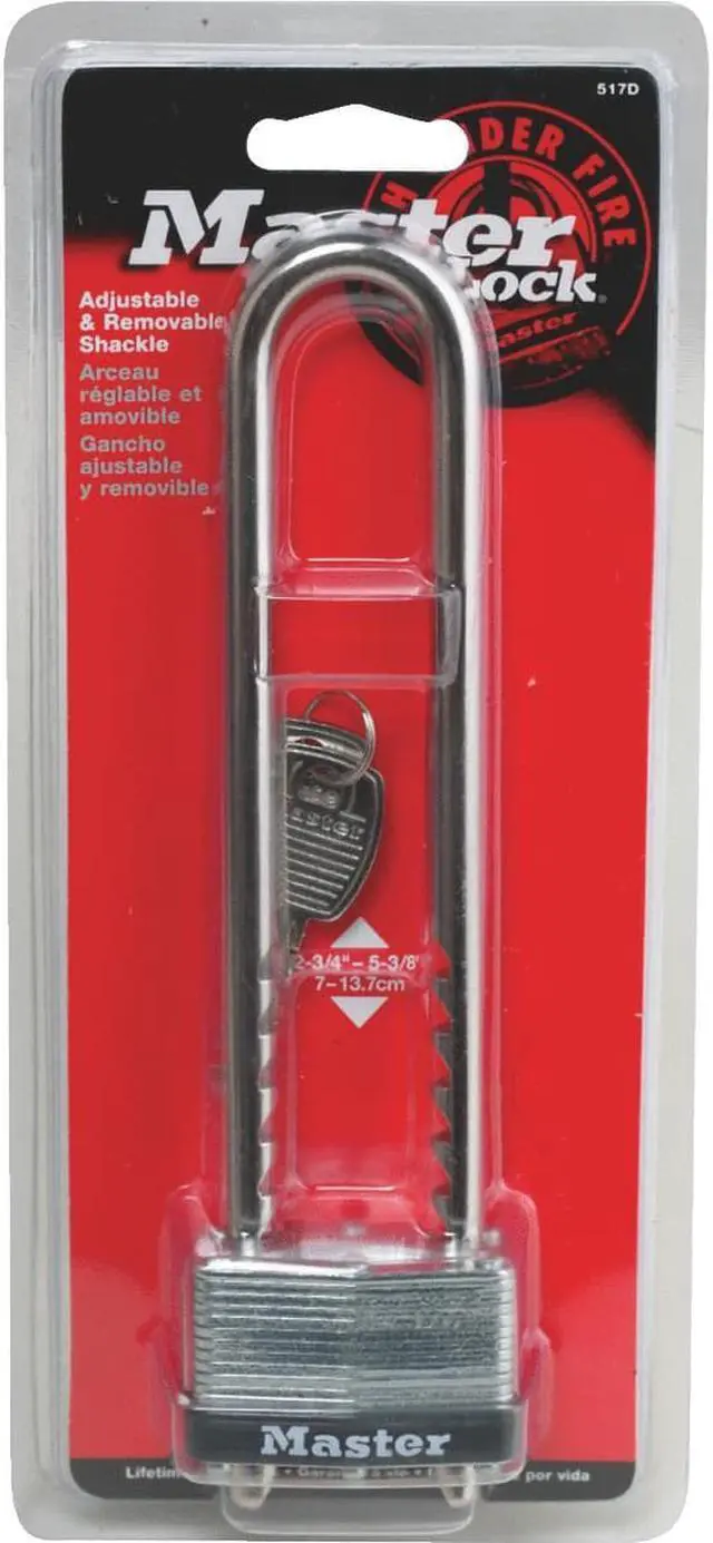 Alt view image 4 of 9 - MASTER LOCK 517D Padlock, Keyed Different, Adjustable Shackle, Rectangular