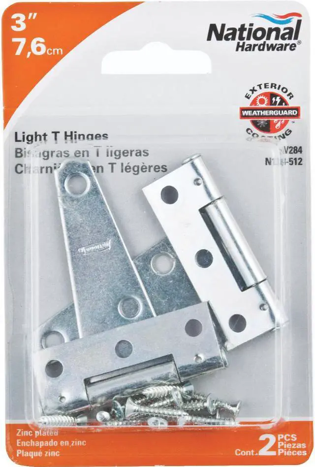 Alt view image 3 of 6 - National 3 In. Light Duty T-Hinge With Screw (2 Count) N128512