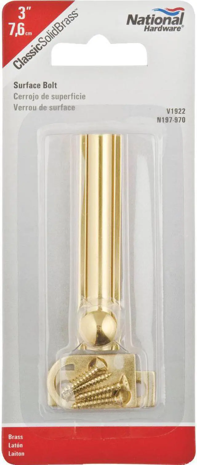 Alt view image 4 of 7 - National Gallery Series 3 In. Polished Brass Door Surface Bolt N197970