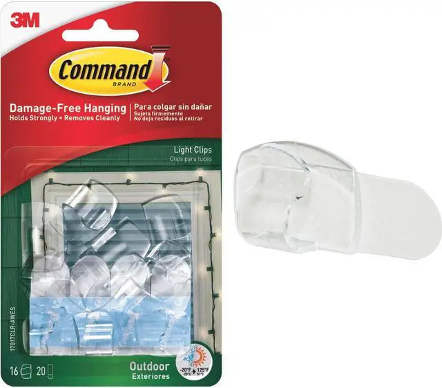 Alt view image 6 of 20 - Command Clear Outdoor Light Clips with Foam Strips (16-Pack) 17017CLR-AWES