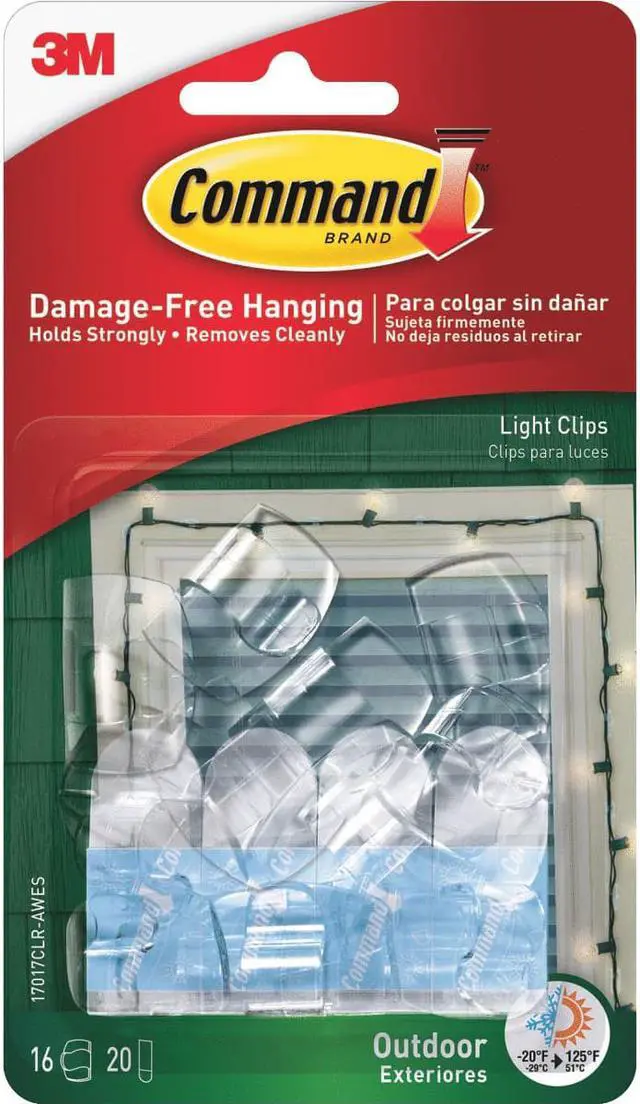 Alt view image 7 of 20 - Command Clear Outdoor Light Clips with Foam Strips (16-Pack) 17017CLR-AWES