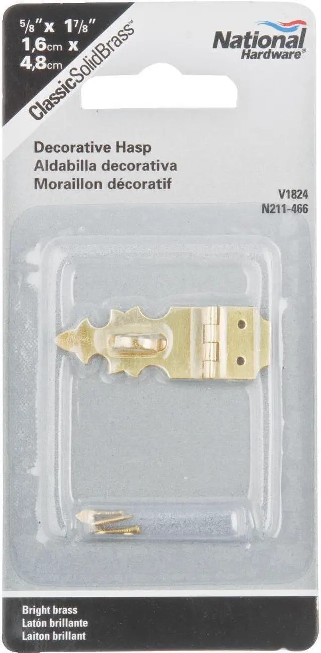 Alt view image 2 of 2 - Solid Brass 5/8" X 1-7/8" Decorative Hasp Cabinet Box NATIONAL N211-466