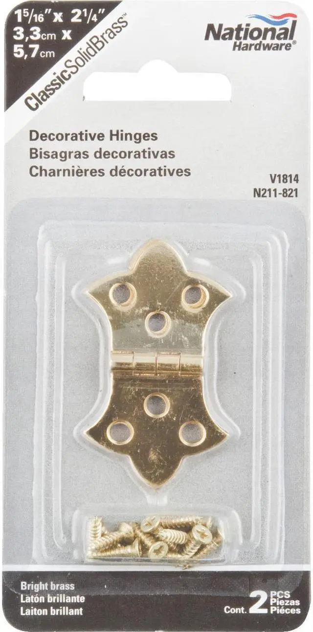 Alt view image 5 of 5 - Solid Brass 1-5/16" X 2-1/4" Decorative Hinges 2Pk NATIONAL Door Hinges N211-821