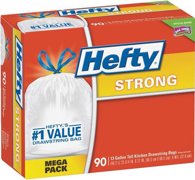 Hefty Strong 13 gal Kitchen Trash Bags Drawstring 90 pk 0.9 mil