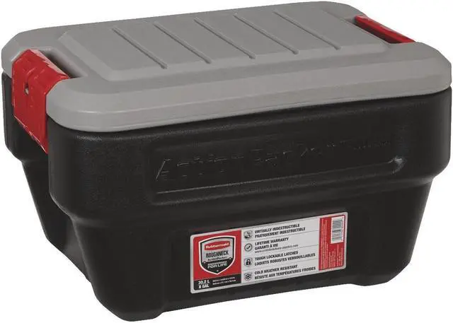 Main image of Rubbermaid ActionPacker 8 Gal. Black Storage Tote RMAP080000