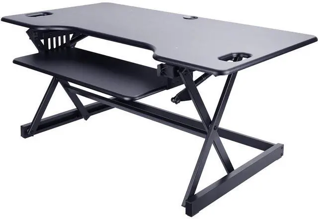 Alt view image 2 of 13 - Lorell Desk Riser Adjustable 45 lb Cap 46"x24"x20" Black 82013