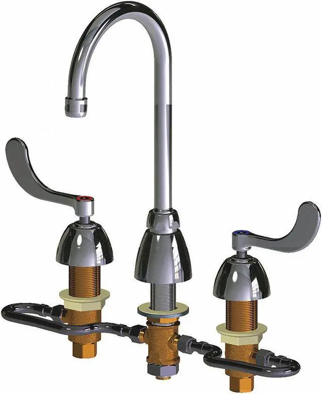 Main image of CHICAGO FAUCET 786-HGN2AE35XKAB Gooseneck Kitchen/Bathroom Faucet, Manual, 6"