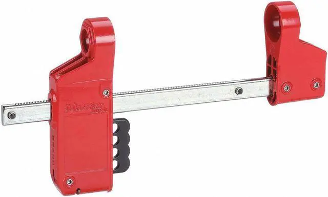 Main image of Blind Flange Lockout Device,  Red/Black/Silver,  0.750" to 1.125" Nut Dia.