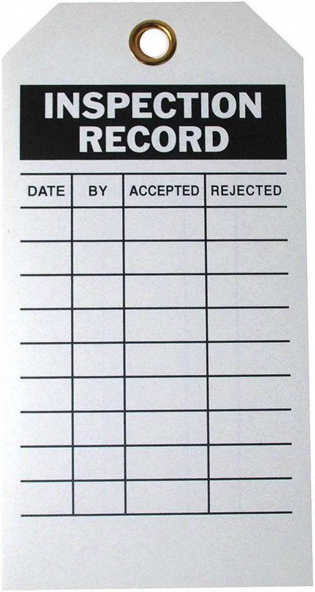 Alt view image 2 of 3 - ZORO SELECT 9E220 Tag, Inspection, Polyester, 3 in H x 5 3/4 in W, White,