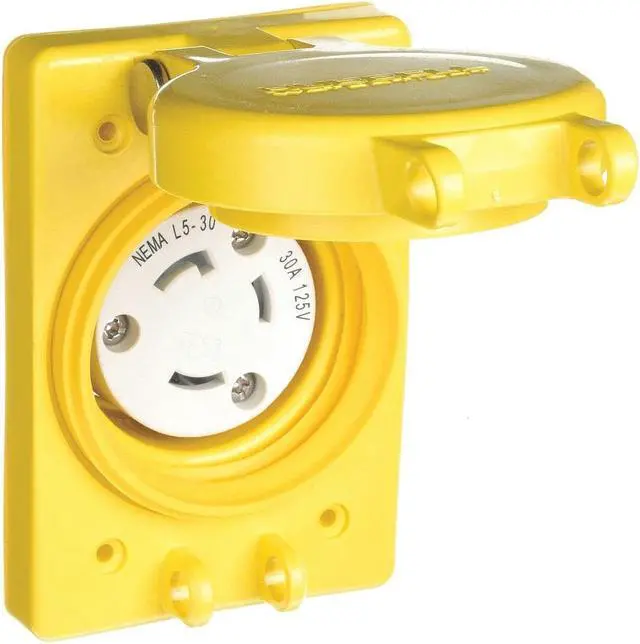 Alt view image 2 of 2 - HUBBELL WIRING DEVICE-KELLEMS HBL69W47 Watertight Flanged Locking Receptacle,